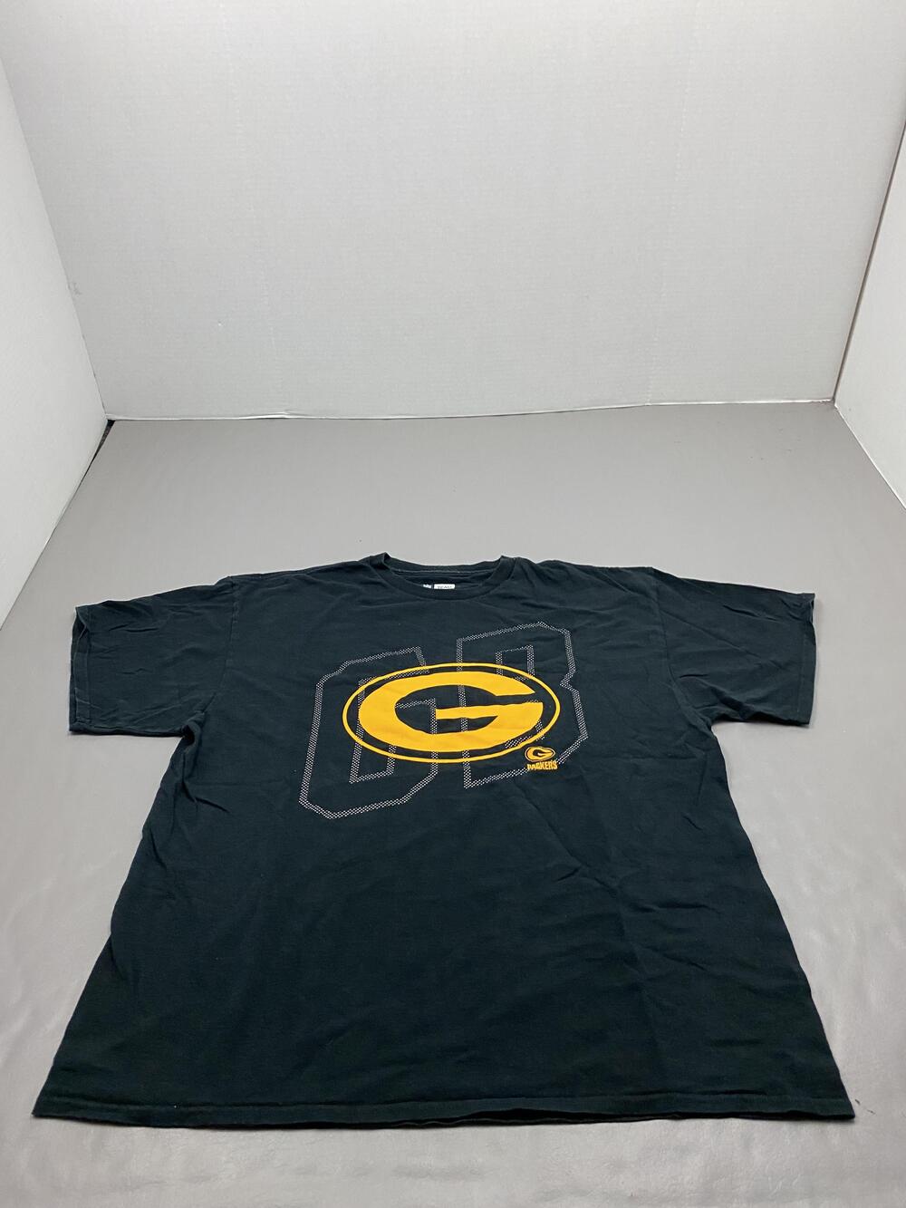 NFL Team Apparel Shirt Mens XL Black Green Bay Packers Logo Football Tee